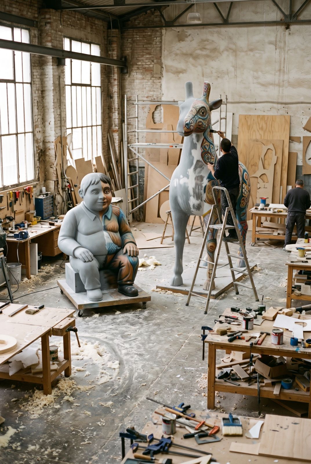 Kubika por dentro: figuras de gran formato a medio pintar en el taller